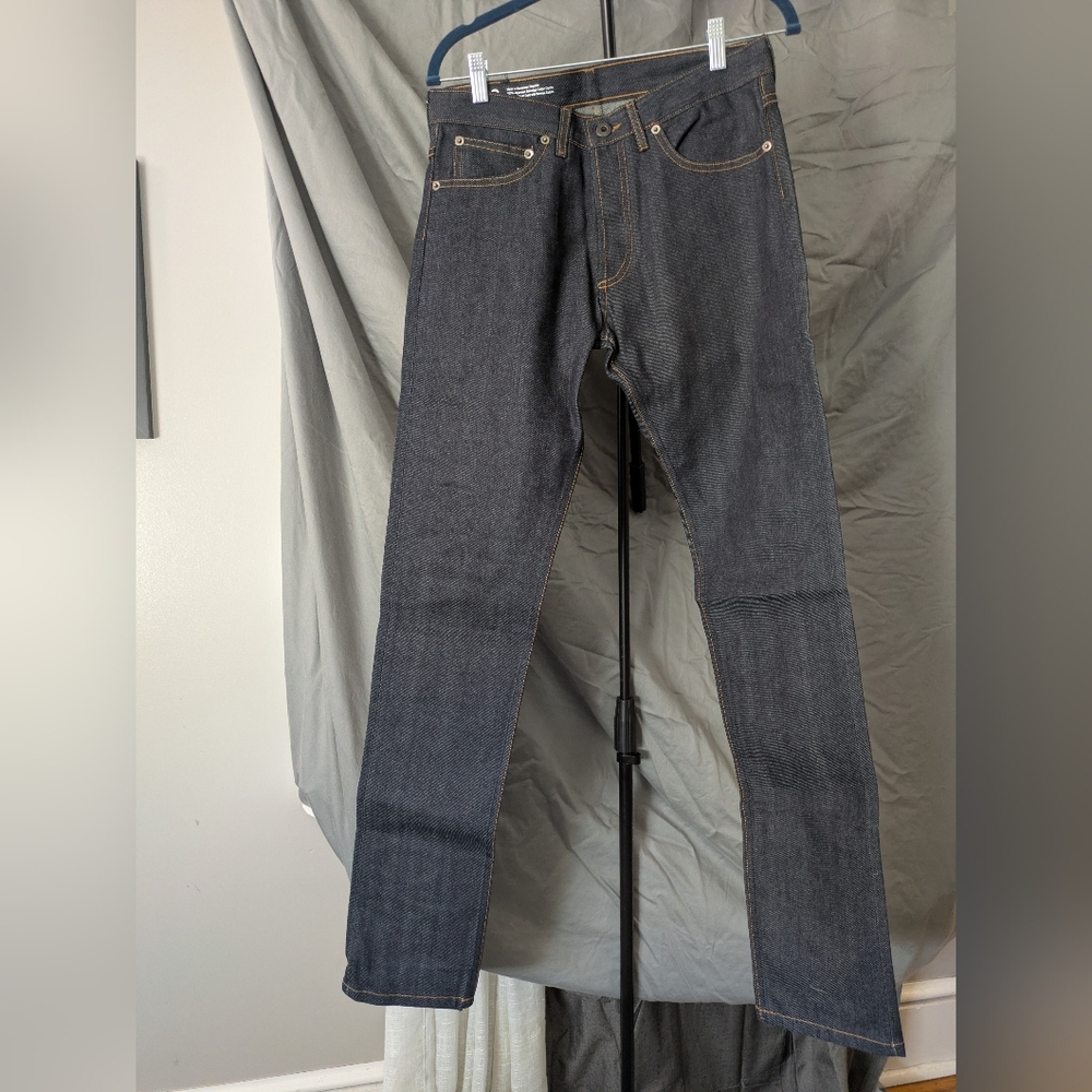 The Little House Men's Dark Indigo Slim Straight Japanese Selvedge Jeans